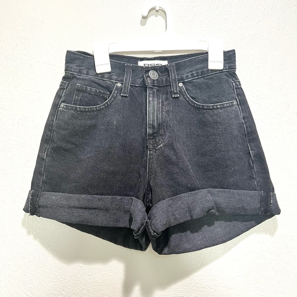 RSQ Super High Rise Mom Black Jean Shorts